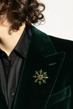 Dolce & Gabbana GREEN Floral motif brooch