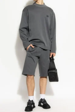 Dolce & Gabbana GREY Cotton shorts with logo appliqué