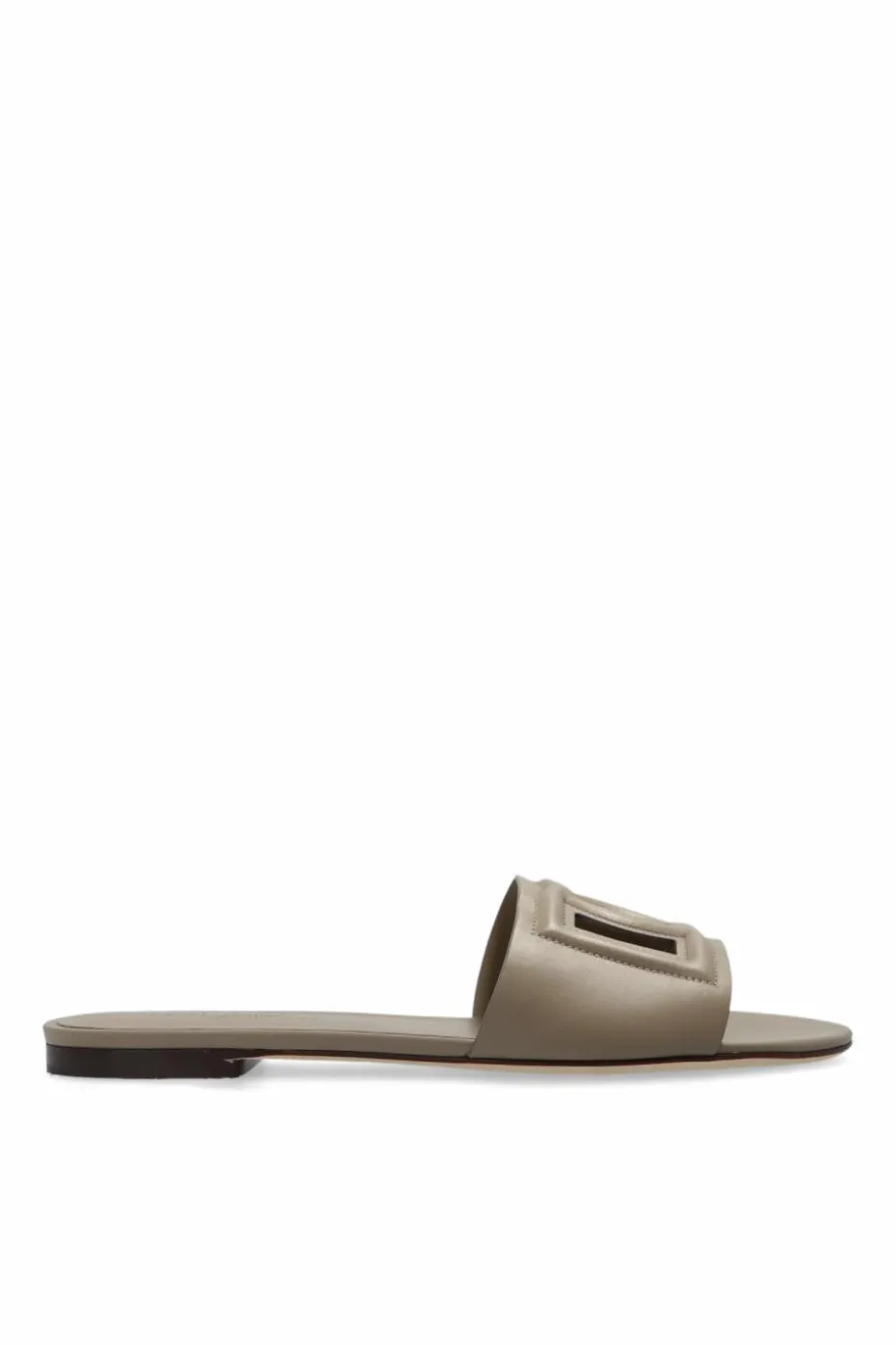 Dolce & Gabbana GREY Leather flip-flops with logo