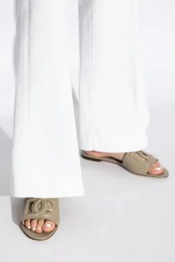 Dolce & Gabbana GREY Leather flip-flops with logo