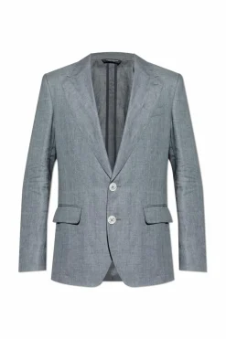 Dolce & Gabbana GREY Linen blazer with closed lapels