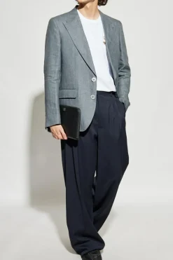Dolce & Gabbana GREY Linen blazer with closed lapels
