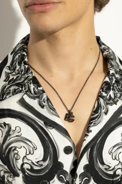 Dolce & Gabbana GREY Necklace with a pendant in the shape of a logo