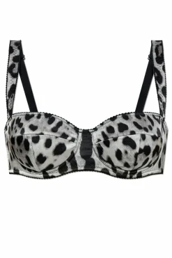 Dolce & Gabbana GREY Silk bra with animal print