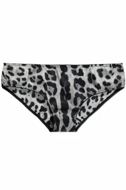 Dolce & Gabbana GREY Silk panties with animal print