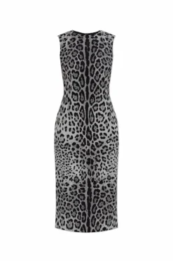 Dolce & Gabbana GREY Silk dress with animal motif
