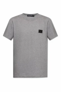 Dolce & Gabbana GREY T-shirt with logo appliqué