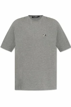 Dolce & Gabbana GREY T-shirt with logo appliqué