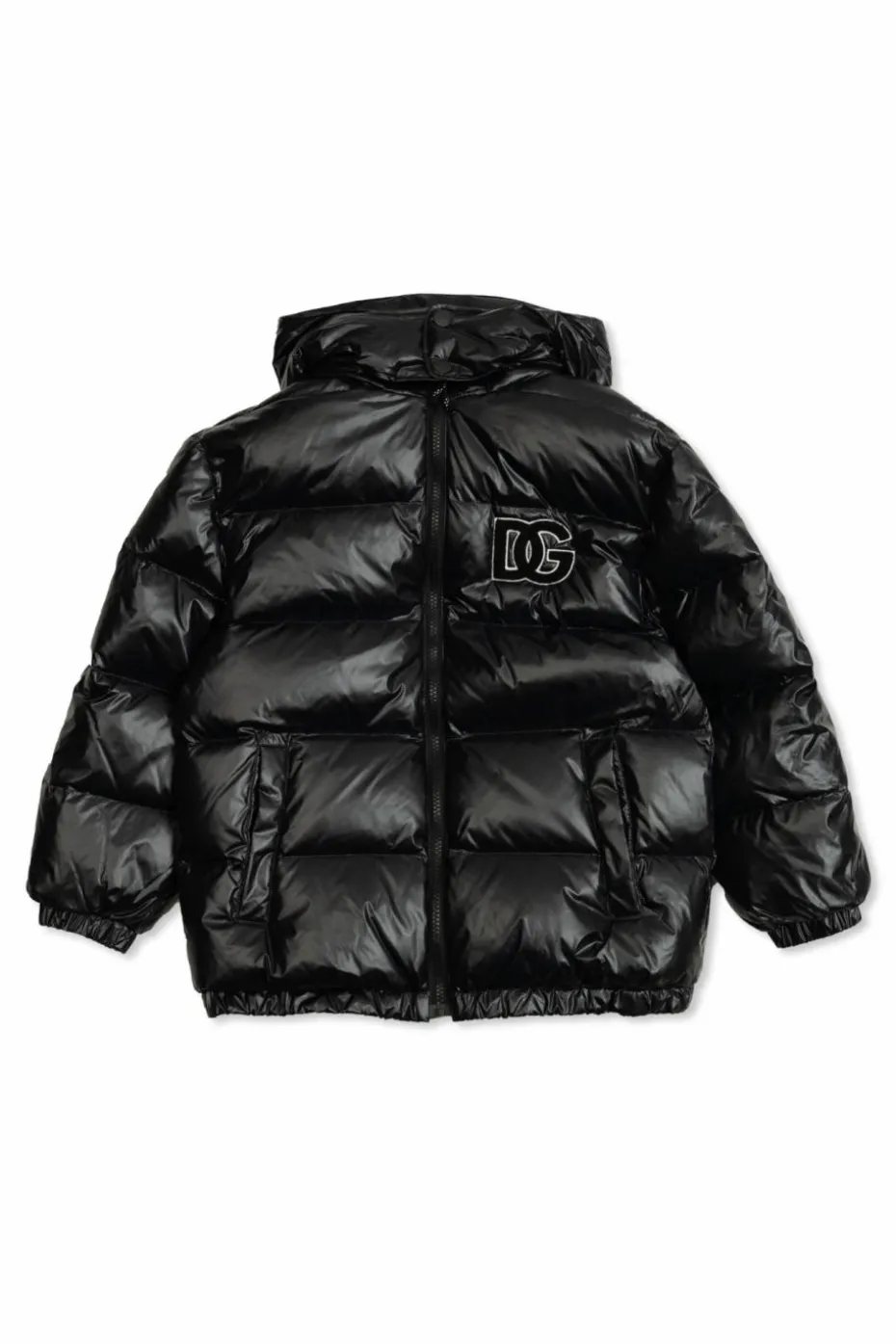 Dolce & Gabbana Kids BLACK Down jacket with detachable collar