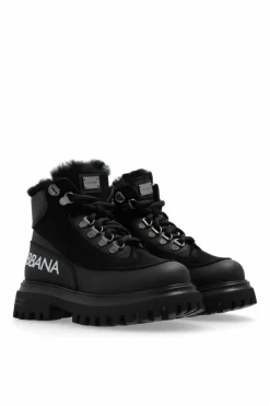 Dolce & Gabbana Kids BLACK Ankle boots with logo