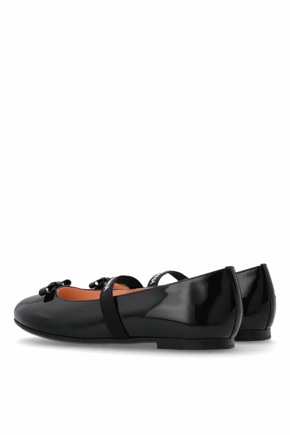 Dolce & Gabbana Kids BLACK Leather ballet flats with an elastic strap