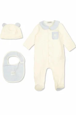 Dolce & Gabbana Kids cream Set: onesie, hat and bib