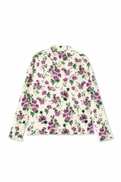 Dolce & Gabbana Kids cream Ribbed top with floral motif
