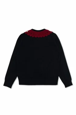 Dolce & Gabbana Kids NAVY BLUE Cardigan with lace collar