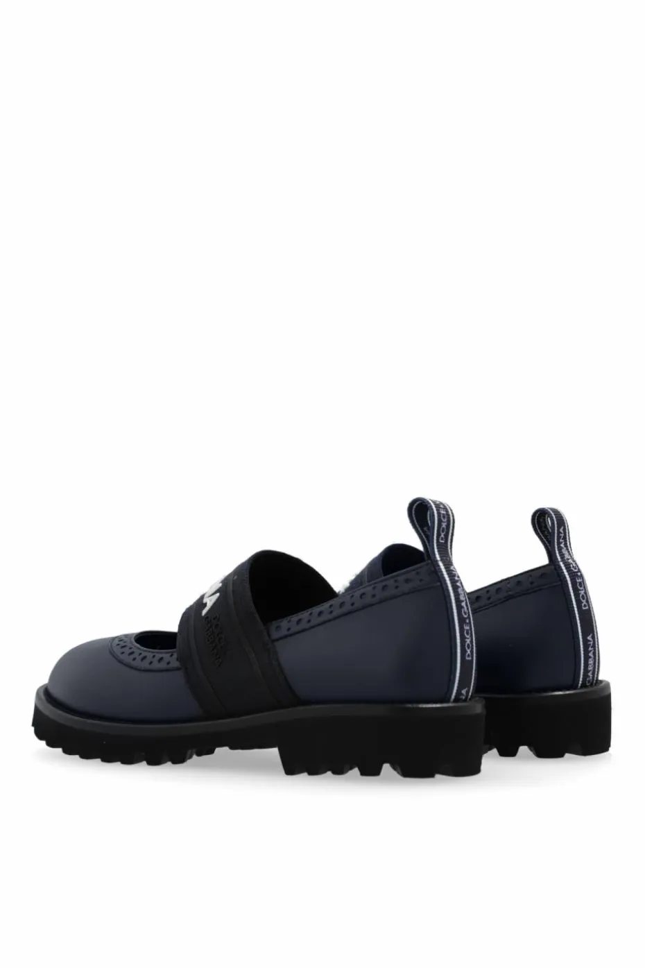 Dolce & Gabbana Kids NAVY BLUE Leather ballerinas with logo