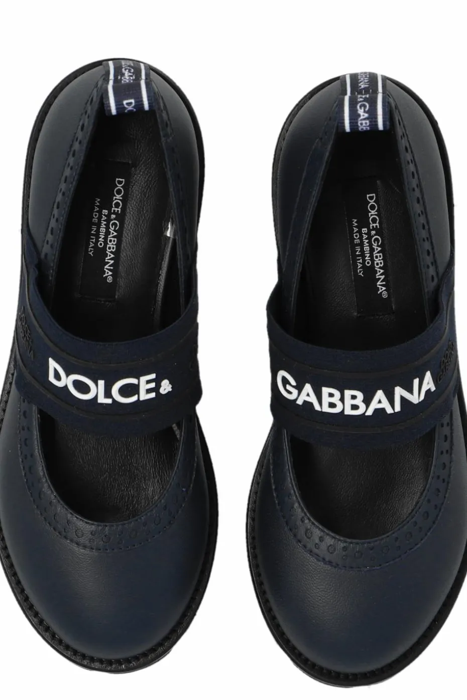 Dolce & Gabbana Kids NAVY BLUE Leather ballerinas with logo