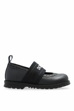 Dolce & Gabbana Kids NAVY BLUE Leather ballerinas with logo