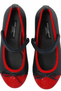 Dolce & Gabbana Kids NAVY BLUE Leather ballerinas with logo