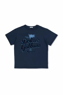 Dolce & Gabbana Kids NAVY BLUE T-shirt with embossed logo