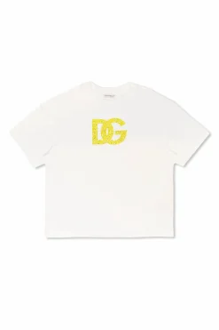 Dolce & Gabbana Kids WHITE T-shirt with sequined logo