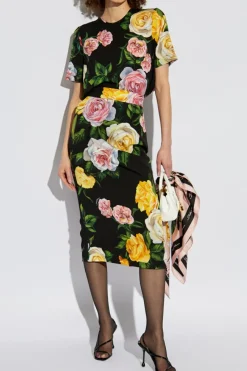 Dolce & Gabbana MULTICOLOUR Silk top with floral motif