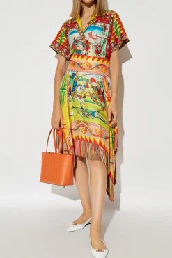 Dolce & Gabbana MULTICOLOUR Asymmetric skirt with fringes