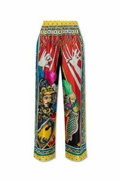Dolce & Gabbana MULTICOLOUR Silk trousers with Caretto pattern