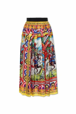 Dolce & Gabbana MULTICOLOUR Silk skirt with Caretto pattern