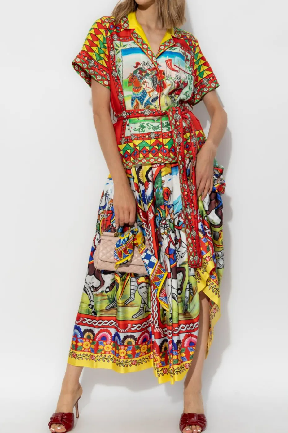 Dolce & Gabbana MULTICOLOUR Silk skirt with Caretto pattern