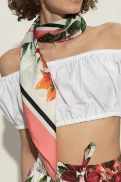 Dolce & Gabbana MULTICOLOUR Silk scarf with floral motif