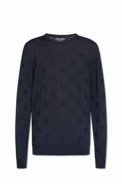 Dolce & Gabbana NAVY BLUE Sweater with monogram