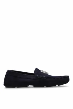 Dolce & Gabbana NAVY BLUE Suede moccasins with logo