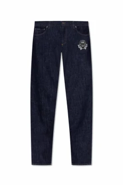 Dolce & Gabbana NAVY BLUE Skinny jeans with appliquƩ