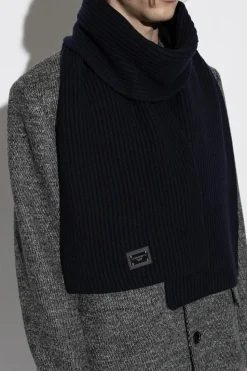 Dolce & Gabbana NAVY BLUE Scarf with logo detail