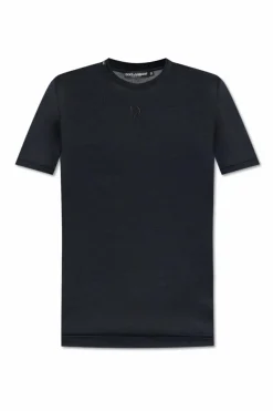 Dolce & Gabbana NAVY BLUE T-shirt with embroidered logo