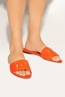 Dolce & Gabbana ORANGE ‘Bianca’ leather mules