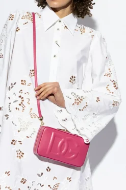Dolce & Gabbana PINK Leather shoulder bag with logo