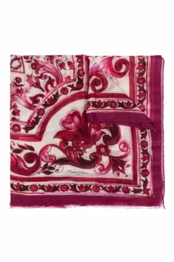 Dolce & Gabbana PINK Scarf with 'Majolica' pattern
