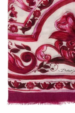 Dolce & Gabbana PINK Scarf with 'Majolica' pattern