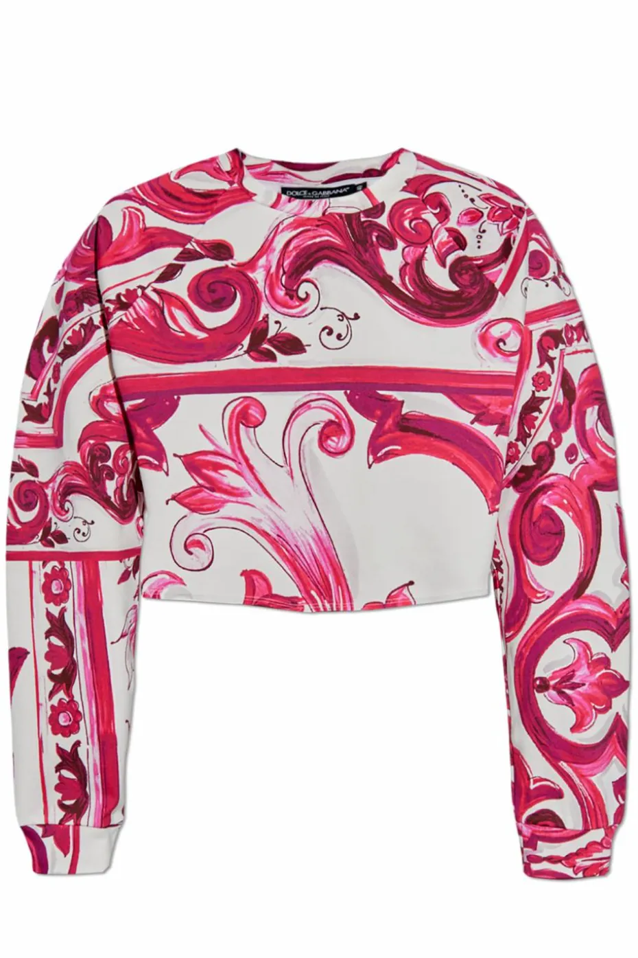Dolce & Gabbana PINK Short T-shirt with Majolica pattern