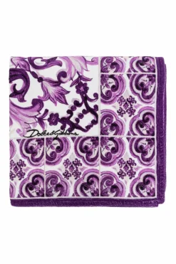 Dolce & Gabbana PURPLE Bath towel with "Majolica" print