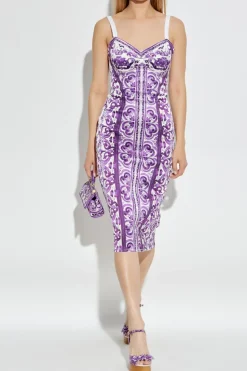 Dolce & Gabbana PURPLE Dress with "Majolica" print