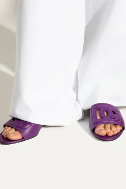 Dolce & Gabbana PURPLE Leather slides with logo