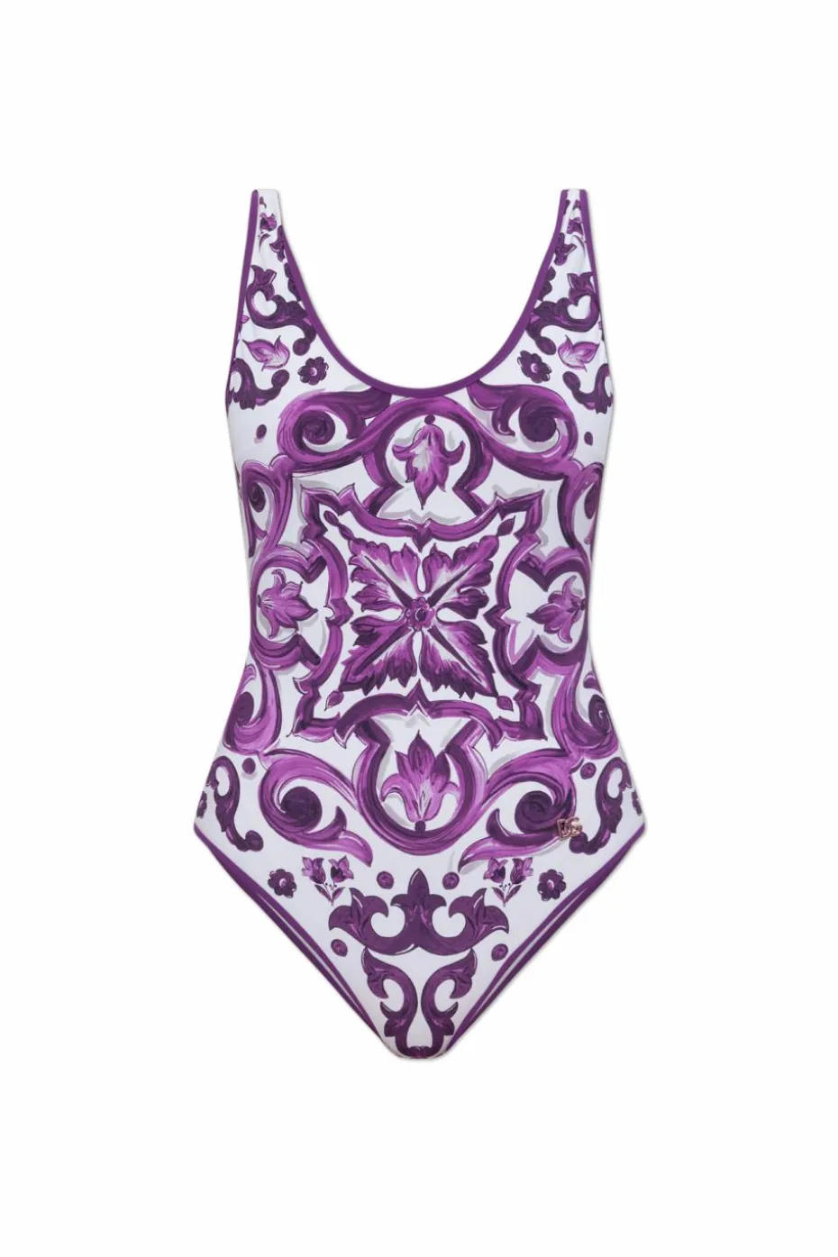 Dolce & Gabbana PURPLE One-piece swimsuit with "Majolica" print