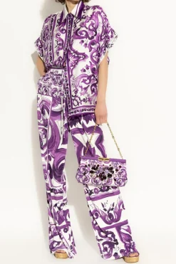 Dolce & Gabbana PURPLE Shirt with "Majolica" print