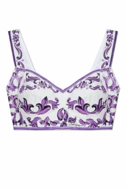 Dolce & Gabbana PURPLE Short top with "Majolica" print