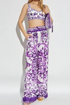 Dolce & Gabbana PURPLE Short top with "Majolica" print