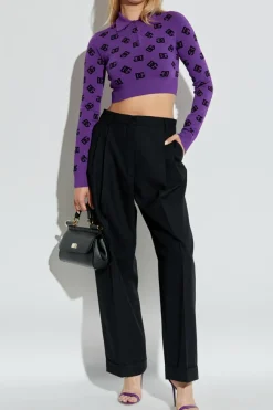 Dolce & Gabbana PURPLE Short polo with long sleeves