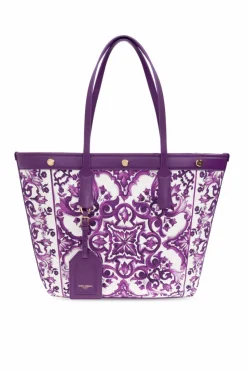 Dolce & Gabbana PURPLE Shopper bag with "Majolica" print