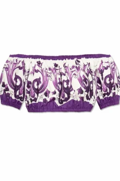 Dolce & Gabbana PURPLE Short top with "Majolica" print